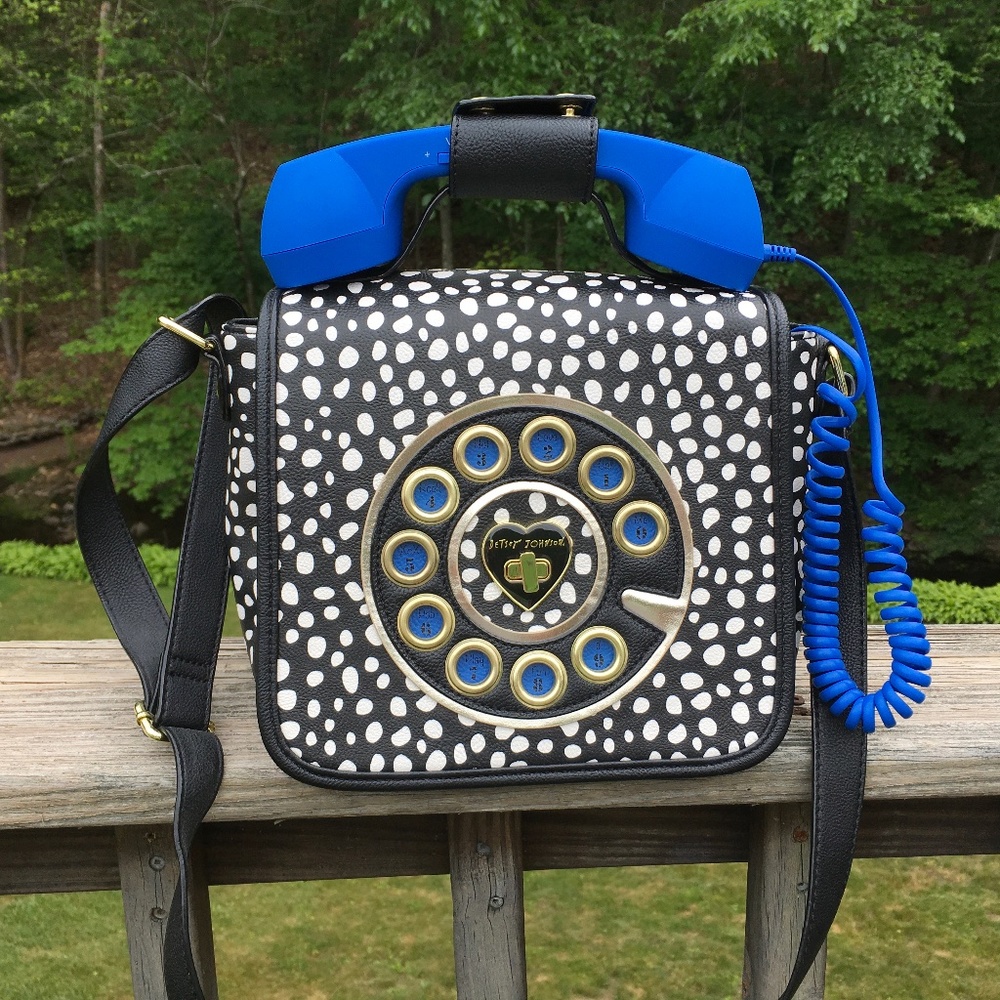SOLD - Betsey Johnson telephone bag that plugs into some cell phones and works! - Picture 1 of 7